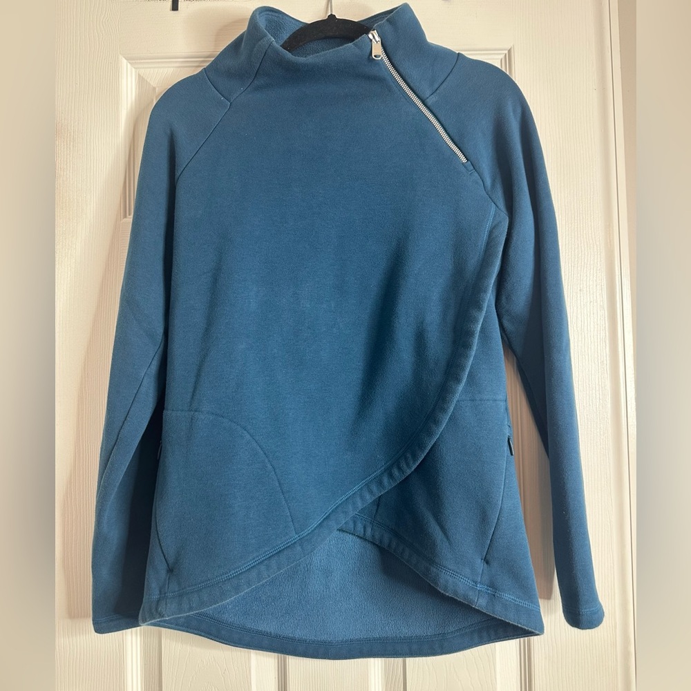 Athleta Zip Neck Cozy Crossover Fleece Sweatshirt, Size Small - Picture 7 of 15